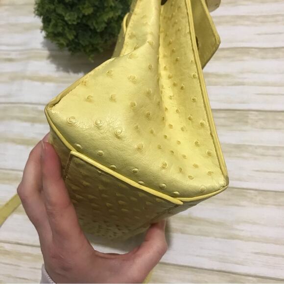 Crossi Yellow Textured Structured Crossbody Shoulder Bag Purse Vintage Style - Picture 4 of 10